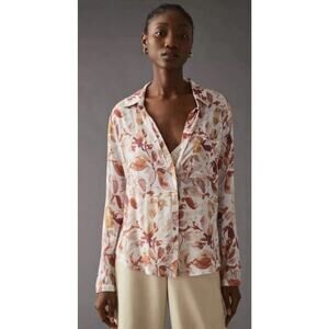 Cloth & Stone Abstract Floral Button-Down Shirt Size Medium Rayon Anthropologie